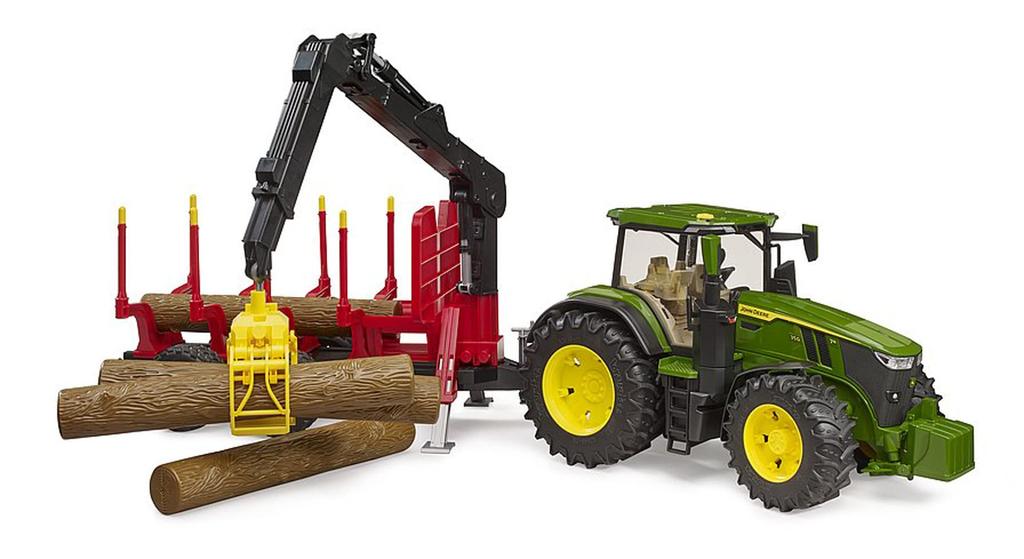 Bruder JD 7R 350 Front Loader & Forest Trailer (with 4 logs) BR03154