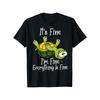 Funny Upside Down Turtle Graphic Tee Its Fine Everything Is Fine Casual Short Sleeve TShirt for Men