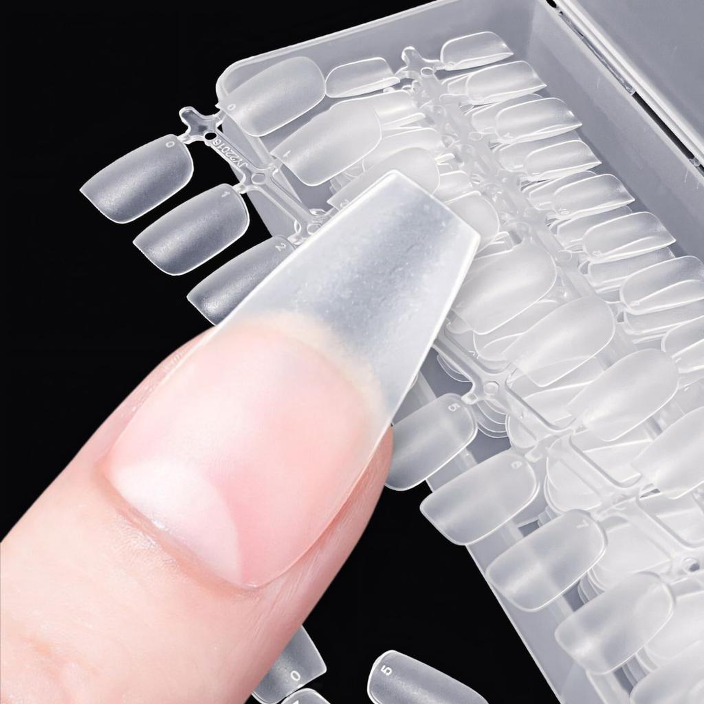 COLORBIRD Short Nail Natural False Nails Ultra-Thin Tips, Clear, Sanded, Fit, (Ballerina Medium, 300pcs)