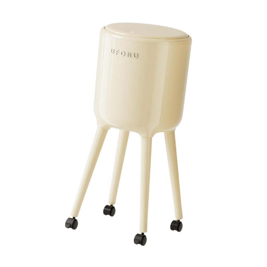 Trash Can with Wheels, Waste Container High Lid, Multifunctional Storage Bin, Paper