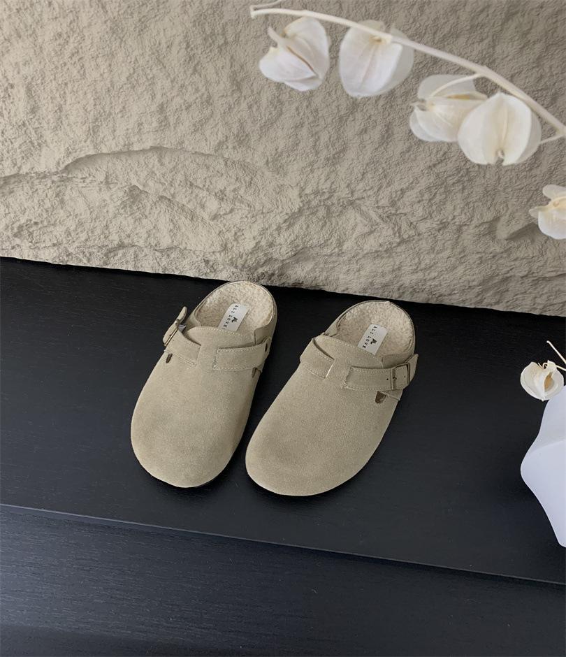 2025 autumn and winter new thick-soled bag head half slippers women's wear fashion one-pedal lazy shoes