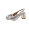 Fashion Sweet Bowknot Patent Leather Mary Jane Shoes Women 2025 Summer Pointed Toe High Heel Sling Back Pumps Fashion Party Dress Shoes