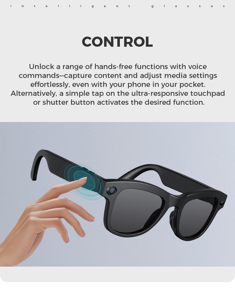 Smart AI Glasses: Photo/Video, Real-time Translation, Object Recognition, ChatGPT, Bluetooth Calls, Music