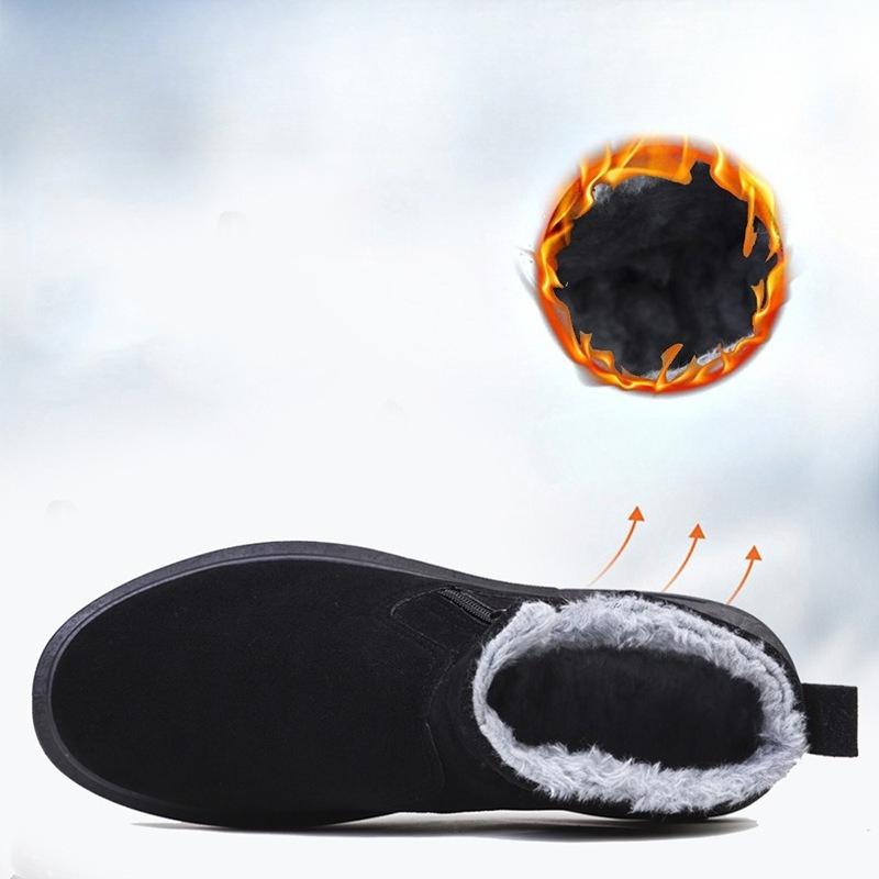 Outdoor Men's Snow Boots Warm Cotton Shoes Zip Plush Men Casual Shoes Solid Color Non-slip Mens Ankle Boots Winter New