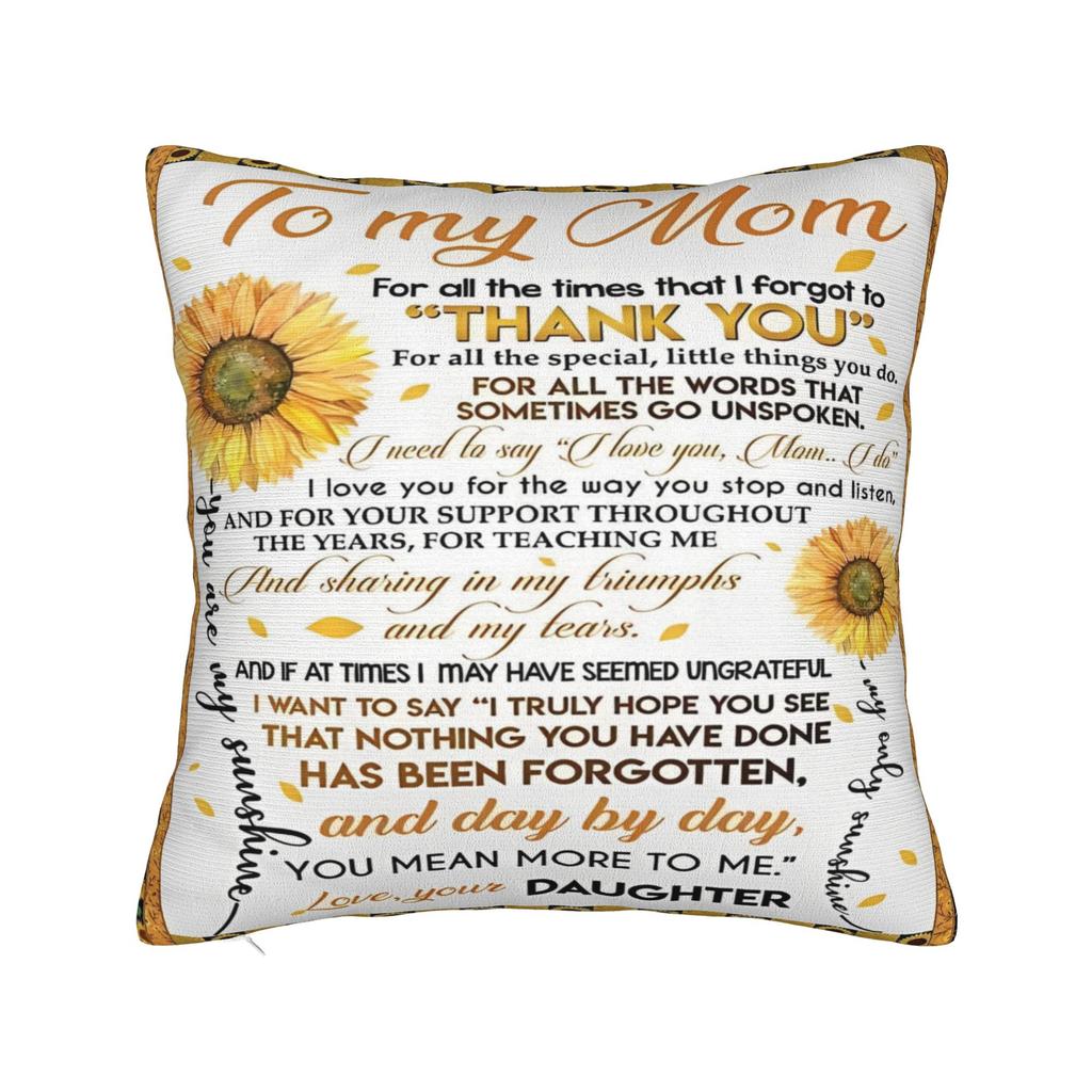 I Love You Mom Square Pillowcases Polyester Car Mother's Day  Cushion Case Funny Decor Pillowcase 45*45