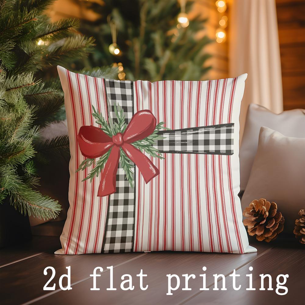 1pcs/4pcs- Christmas Themed Decorative Pillow Covers with Santa & Tree , Square Pillow Cover, Cushion Cover