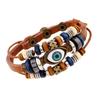 European & American Beaded Eye Cowhide Bracelet - Adjustable Genuine Leather Jewelry for Men & Women.