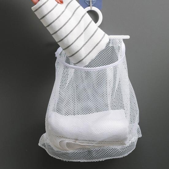 Clothes Mesh Bag Large Capacity Wall-Mounted Polyester Dirty Clothes Toys Basket Underwear Storage Net Bag Home Supplies