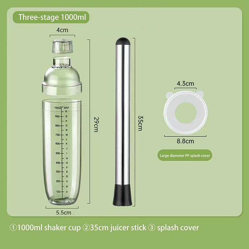 500/700/1000ml Shaker per Cocktail in Resina PC Shaker Manuale per Martini con Graduazioni Tazza per Tè al Latte Barware Bottiglia Shaker per Bevande Mixer