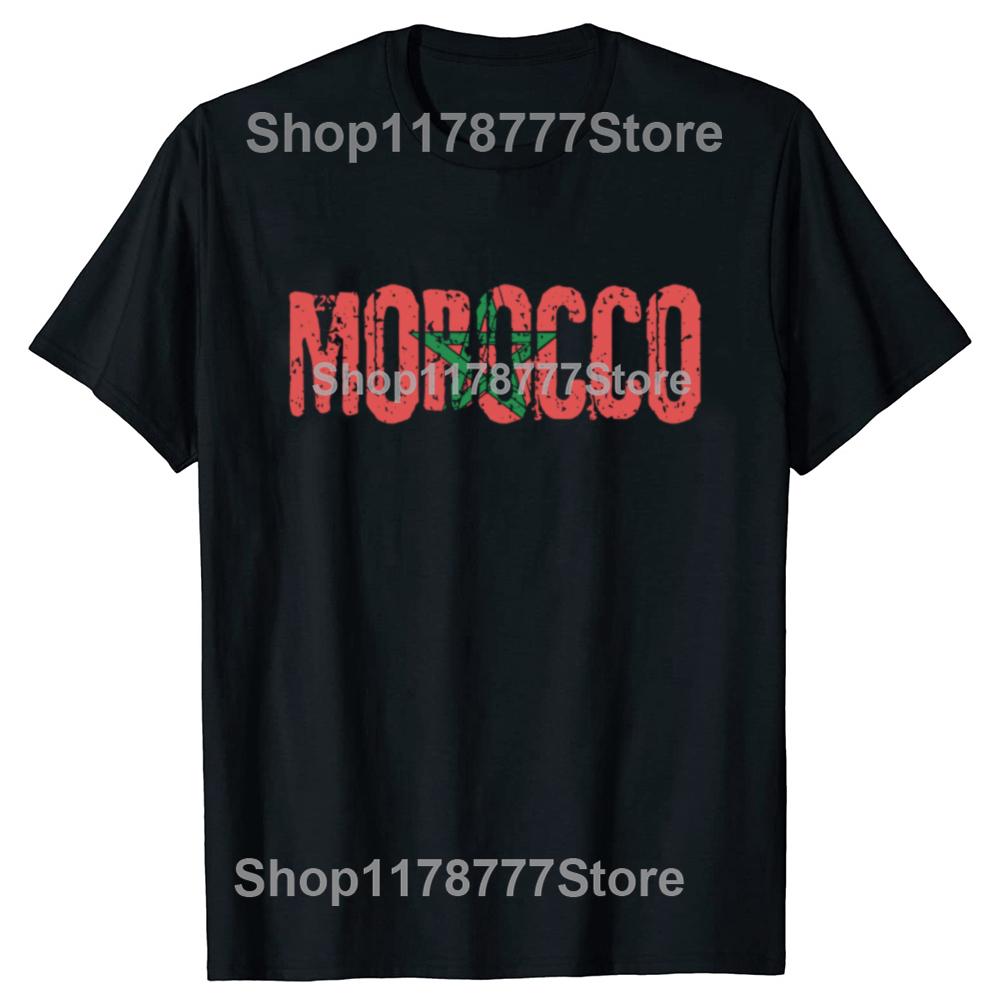 Funny Moroccan Flag Morocco Soccer T Shirts Cotton Streetwear Short Sleeve Birthday Gifts Unisexs Fashion Casual Loose T Shirt