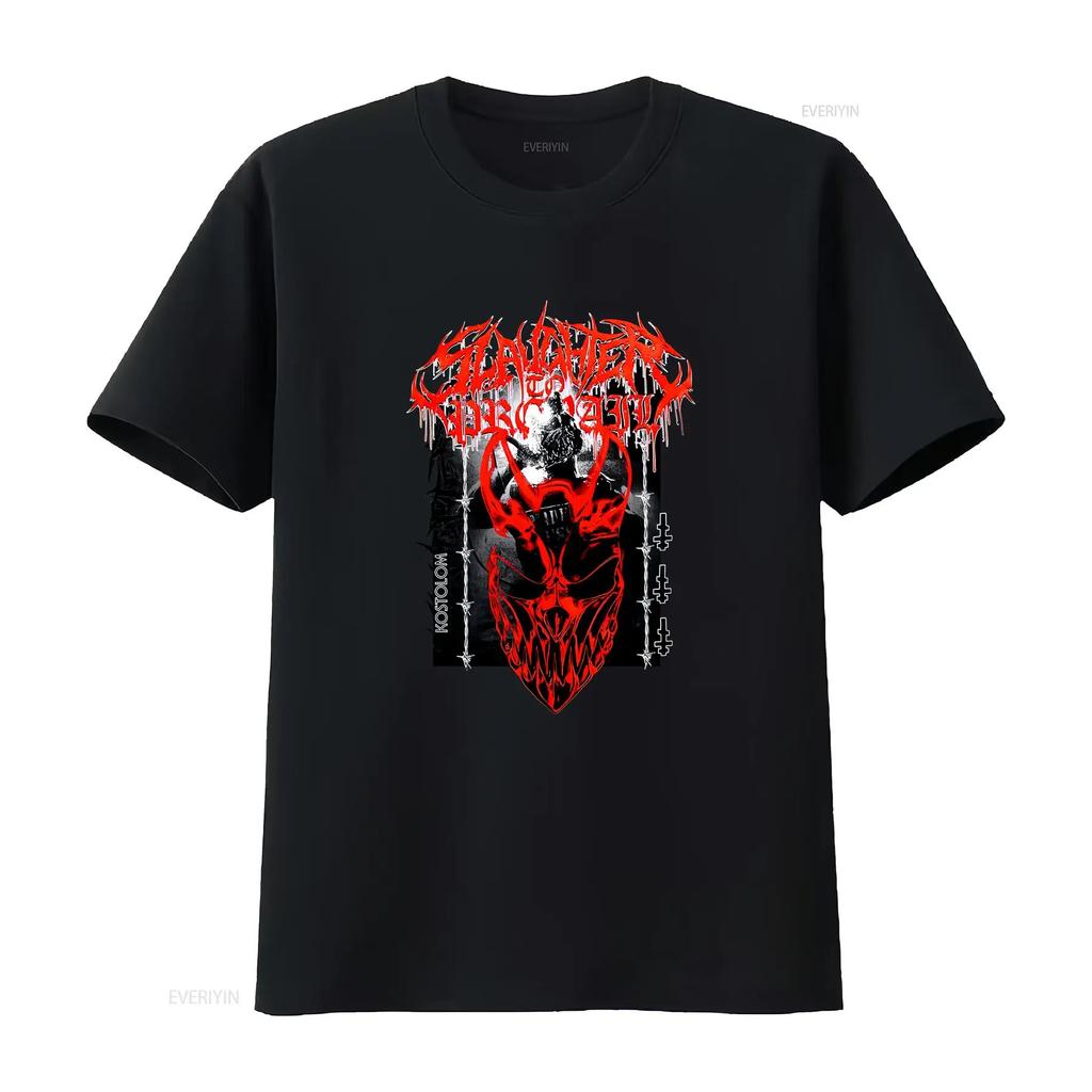 Slaughter To Prevail Demolisher Mask Shirt Heavyweight Black Tee Shortsleeve Vintage Washed Fashion Unisex Homme Slightly