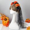 Delicate Rose HairBand Black Headdress Mysterious Rose Hairband with Black Headdress for Halloween Parties Costume