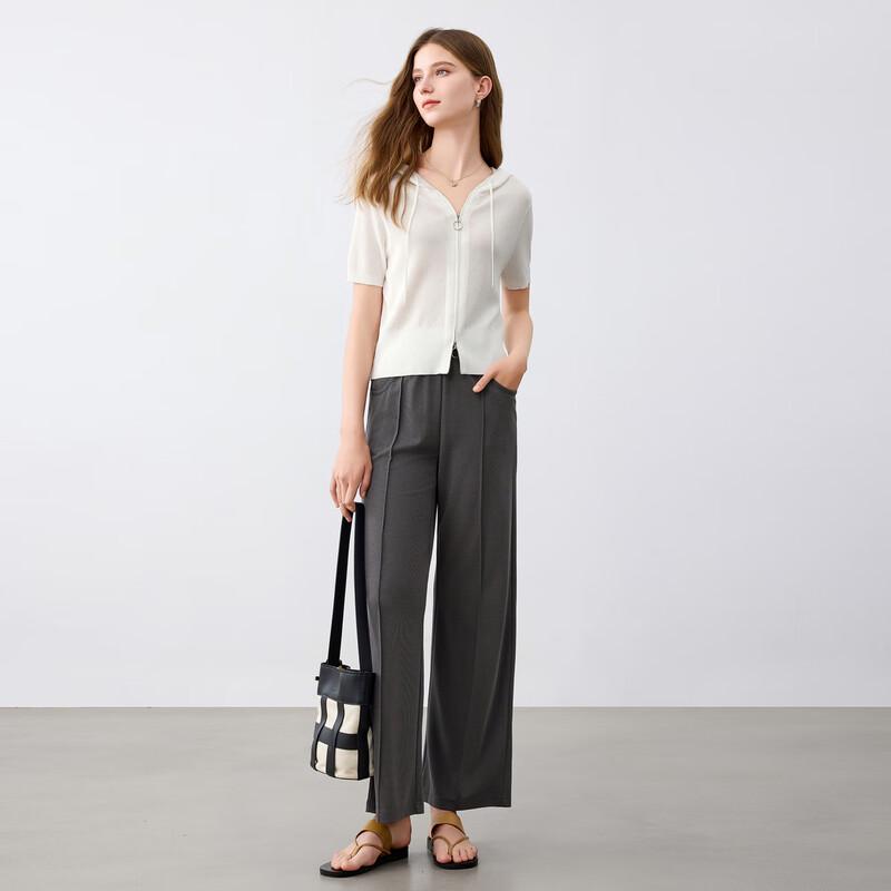 Elva' Island Women's Short Sleeve Hooded Knit Cardigan