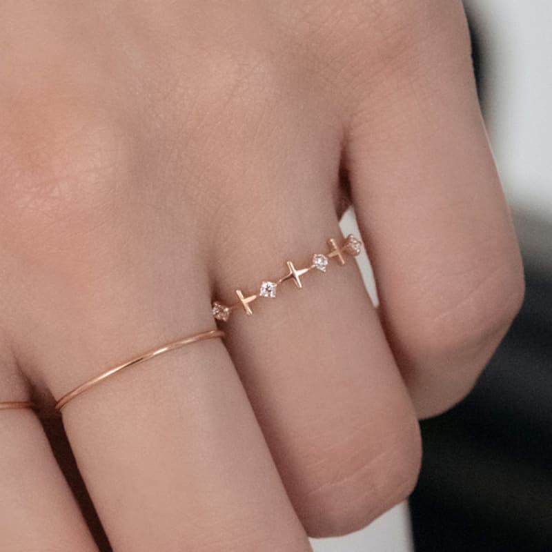 MCEL 14K/18K Duel Cross Cubic Ring