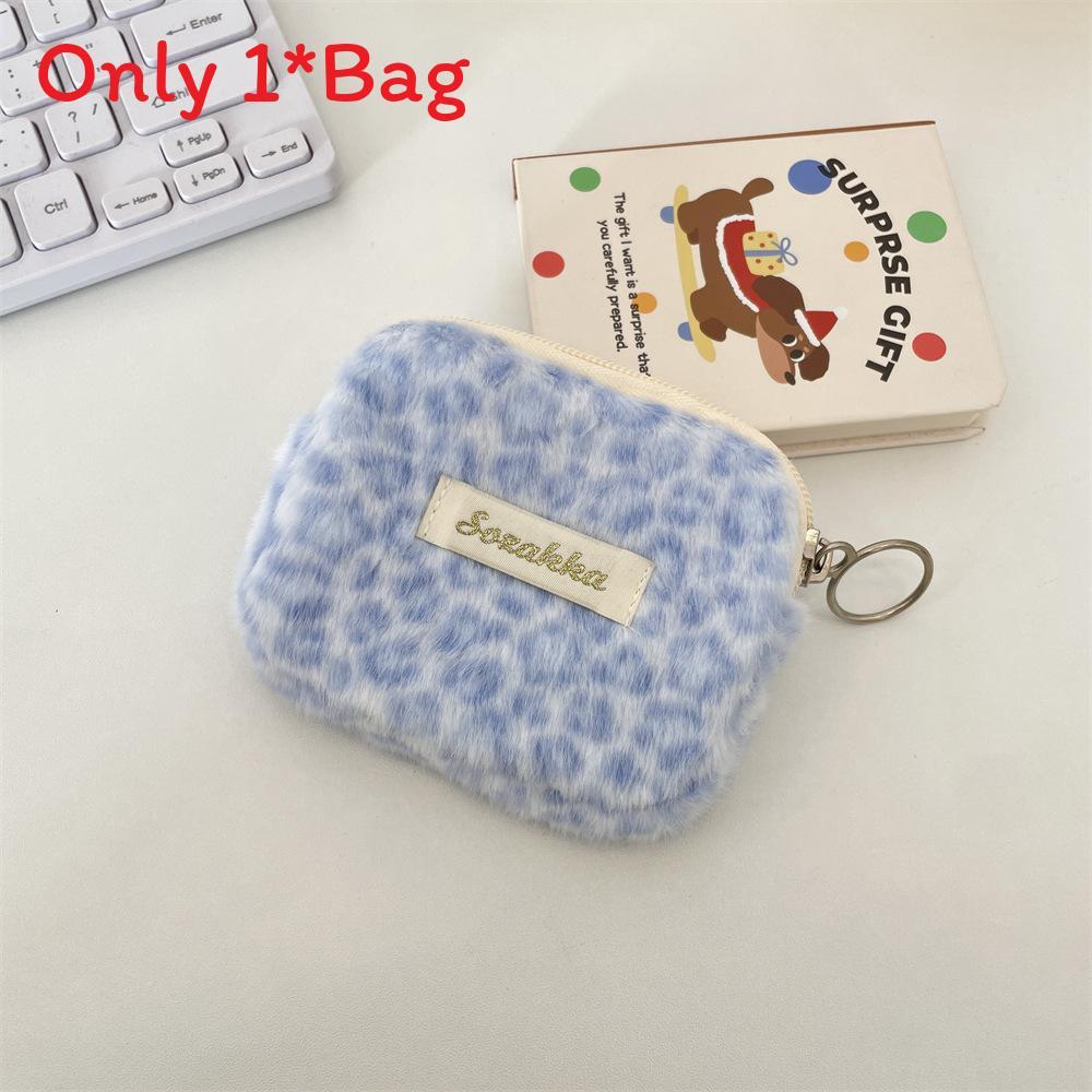Plush Leopard Print Menstrual Pad Storage Pouch With Compact Design For Daily Use
