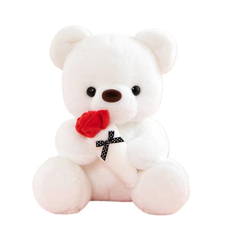 1/2/3PCS 25cm/9.84Inch Cute Rose Teddy Bear Plush Toy Small Stuffed Doll Soft Plushie for Girls Romantic Valentine Day Gift