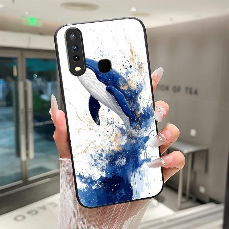 Beautiful Flower Cute Cats Case For Vivo Y11 2019 1906 Y12 Y17 Y15 Y19 Tempered Glass Phone Case Protective Cover Hard Shell