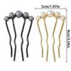 2Pcs Pearl U Shaped Hair Pins Bridal Hair Side Comb Fashion Elegant Metal Hair Pin Vintage Hair Fork Clips for Women Girls French Pearl Hairpin Hair