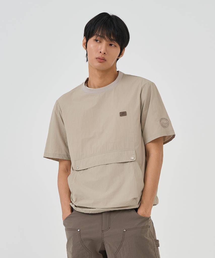 BBC EARTH Kangaroo Pocket Woven Round T-Shirt_Beige