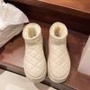 Thick-soled snow boots women's 2025 winter new one-pedal short cotton shoes leather surface velvet thickened bread shoes