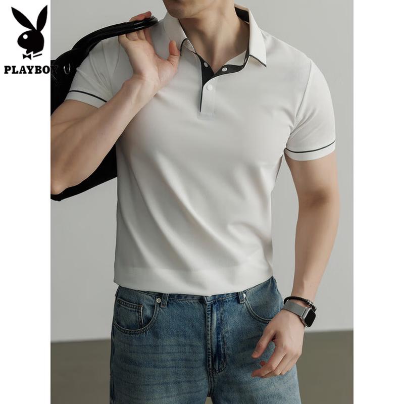 PLAYBOY Men's Summer Slim Fit Cooling Polo T-Shirt