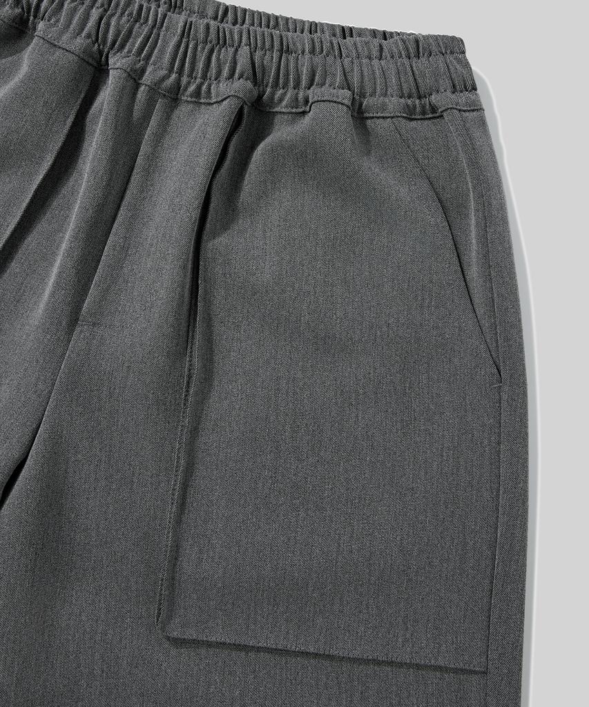 Beodeonteu Relaxed Out-Pocket Elastic Waist Slacks [Charcoal]