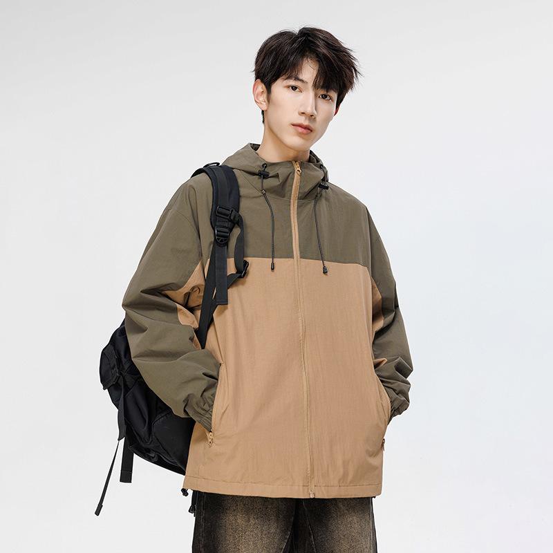 Trendy American Windbreaker Jacket - Unisex Hooded, Lightweight, Autumn/Winter, Waterproof & Breathable
