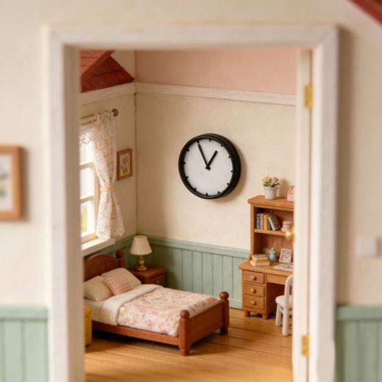 Miniature Wall Clock for Tiny House, 1:12 Scale Micro Pendulum Clock, Mini Resin Model for DIY Room Box, Pretend Play Decor