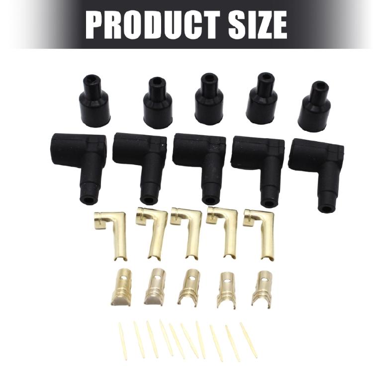 Heavy Duty Ignition Coil Rubber Boots Terminals Kit Anti Vibration Wear Resistant for 6 To 10mm Spark Plugs Cables