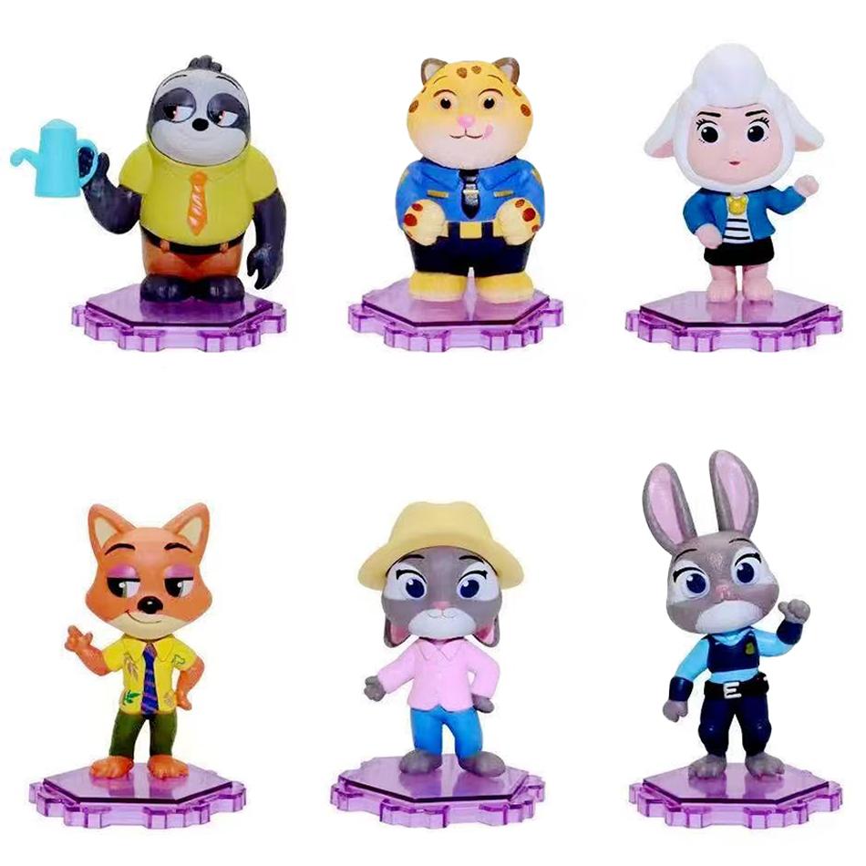 

12PCS New Crazy Zoo Scene Handmade Police Officer Judy Fox Nick Trendy Play Doll Car Children Birthday Cake Decoration PVC s Kid Friendly Entertaining