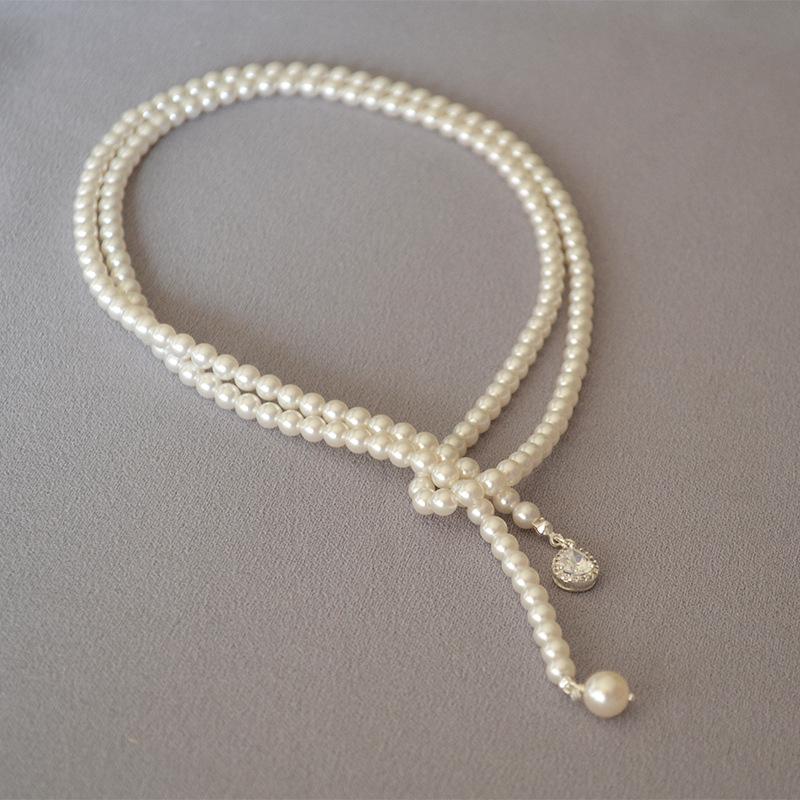 

Французское элегантное колье-цепочка Y с подвеской из циркона и имитации жемчуга, с универсальными стилями для женщин.