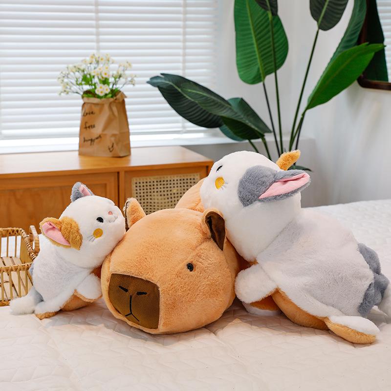 

Двусторонний плюшевый игрушечный питомец капибара и кошка подушка 35cm 0.2kg