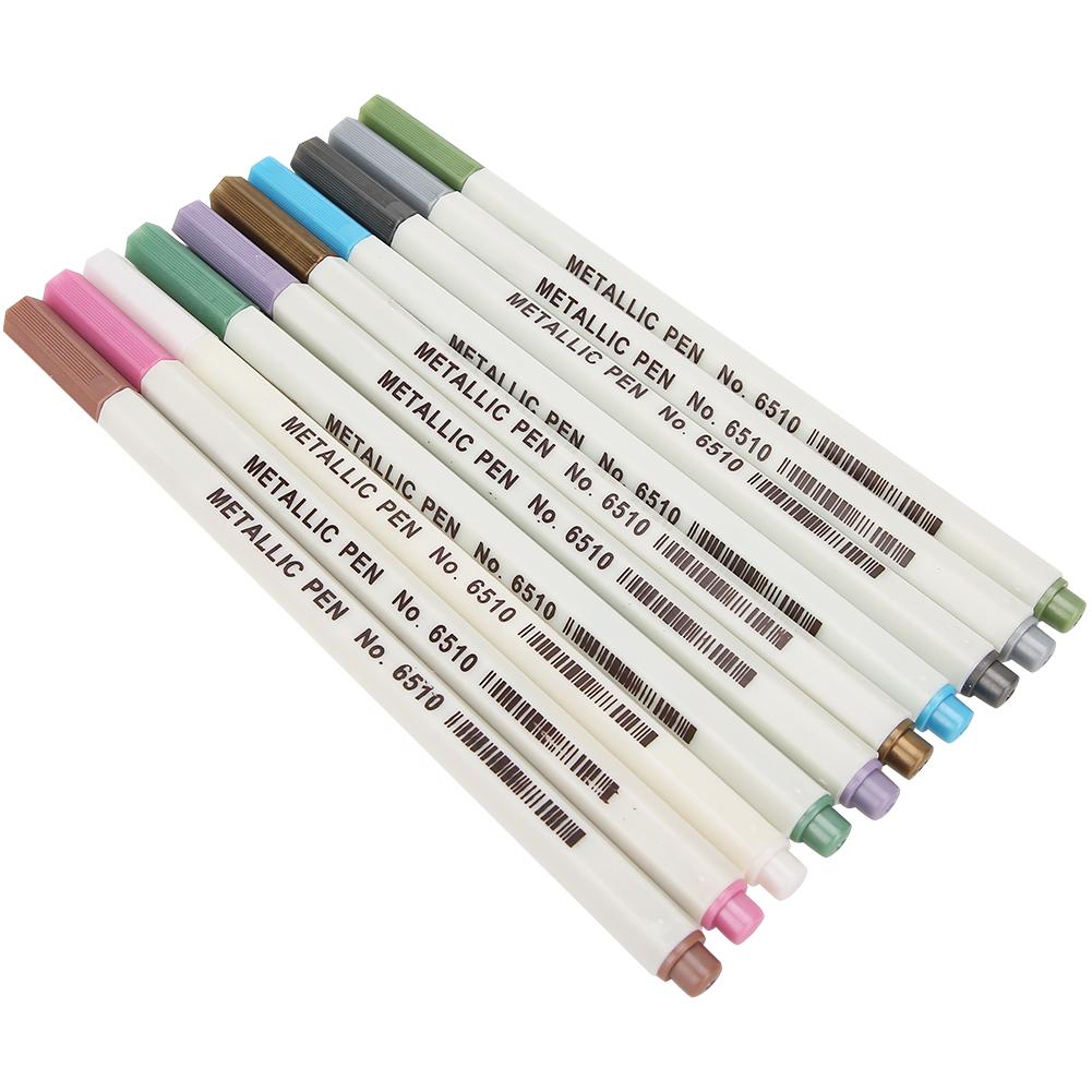 

9 шт. Металлические цветные ручки Разноцветные 1 шт. Прозрачная ручка Инструмент для маркировки карточек для DIY фотоальбома