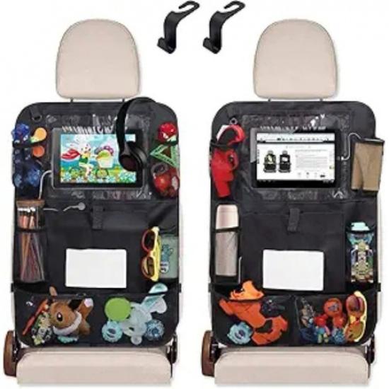 2 Pack Backseat Organizer, Storage Organizer with 12.5 inch Tablet Holder Tissue
