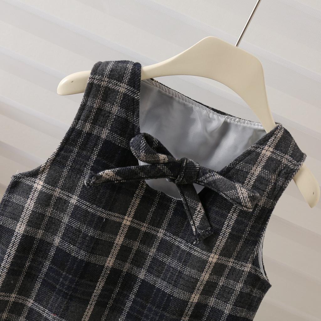 Girls' Outfit Spring and Autumn New Style Little  Style Plaid Skirt Baby Outfit Skirt Children's Two-Piece Set