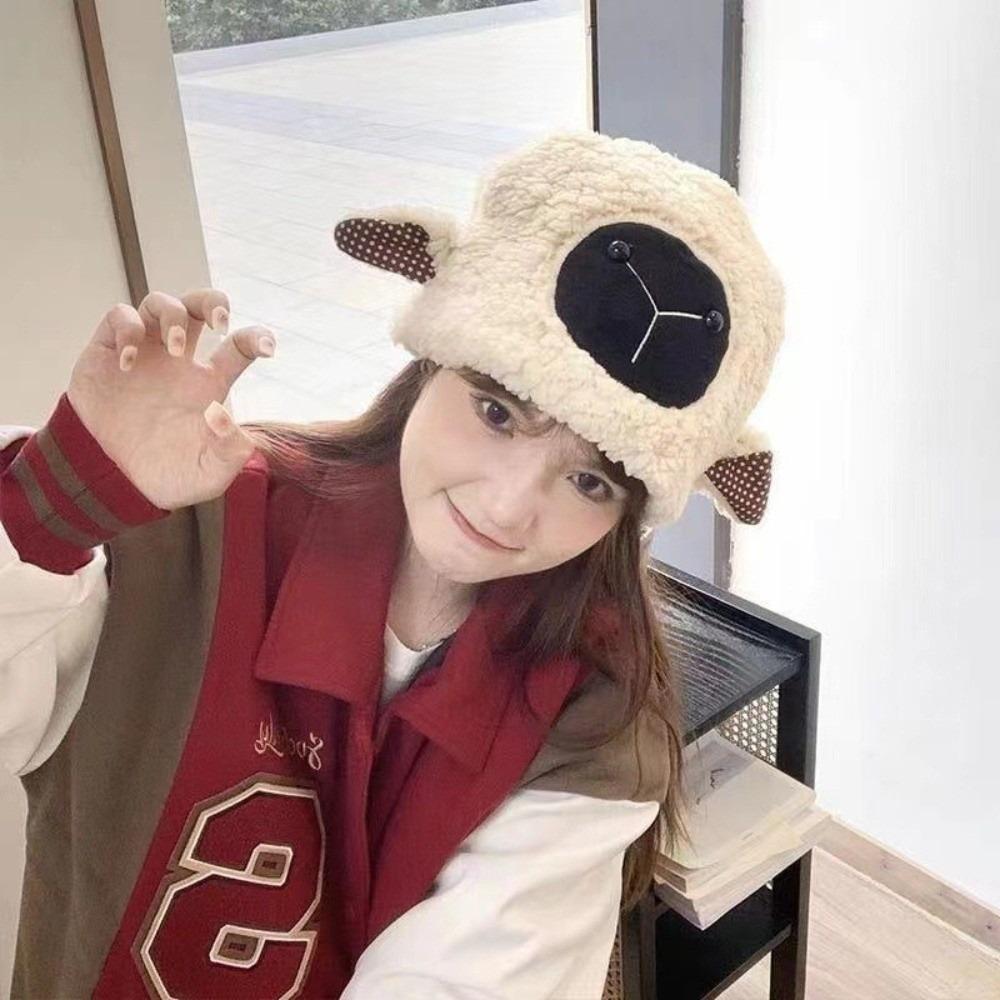 Soft Winter Bucket Hat Fleece Lined Fluffy Costume Hat Fashion Cosplay Party Hat for Women