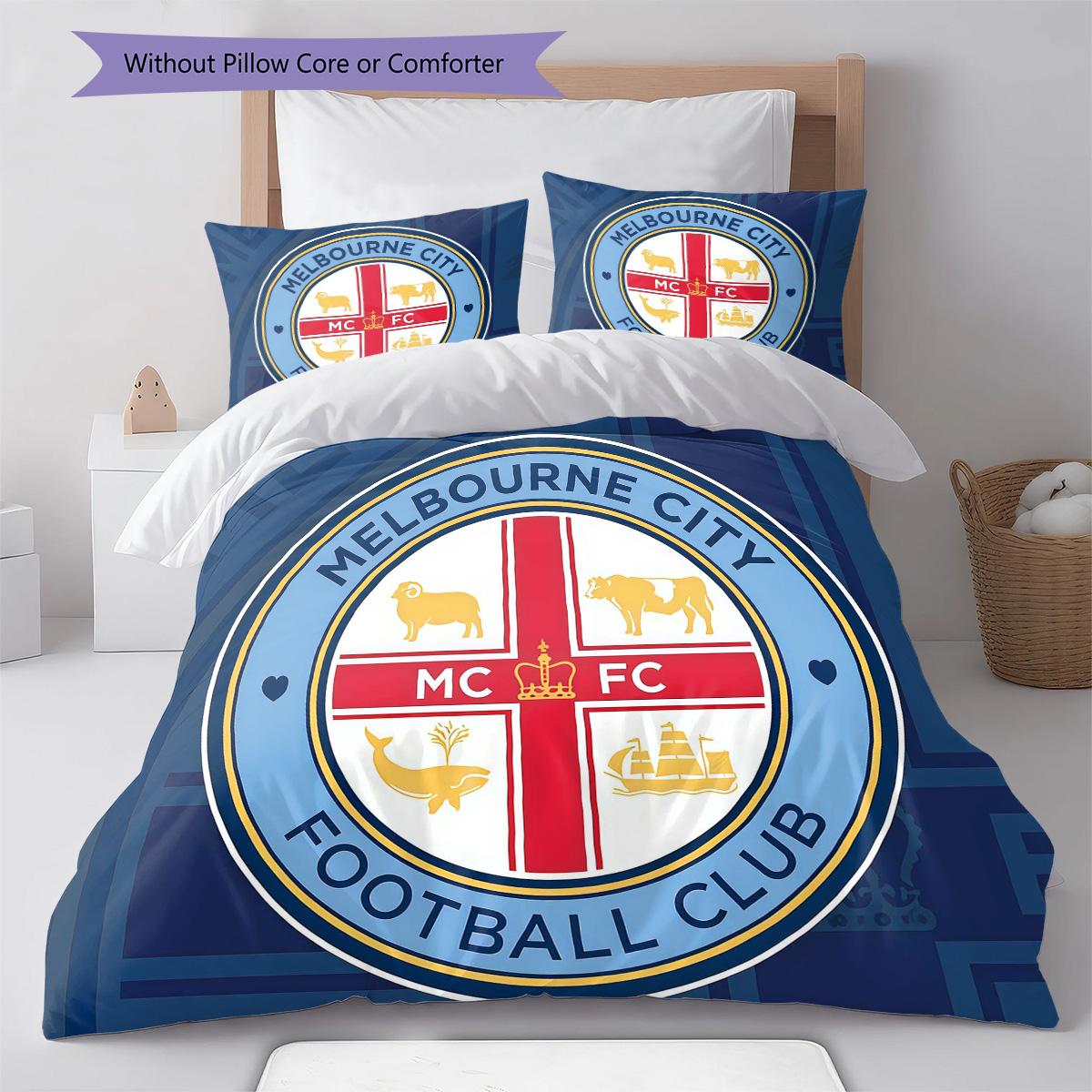 

City Football Group RugPattern Bedding Quilt Set Quilt Cover Pillowcase Home Decoration Birthday Gift (1 * duvet cover + 2 * pillowcase, without core) 135x200cm