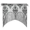 Dark Mystery Window Curtain Halloween Spooky Valance, Skull And Bat Pattern Sheer Lace Curtain, Vintage Style Valance Light Filtering Gothic