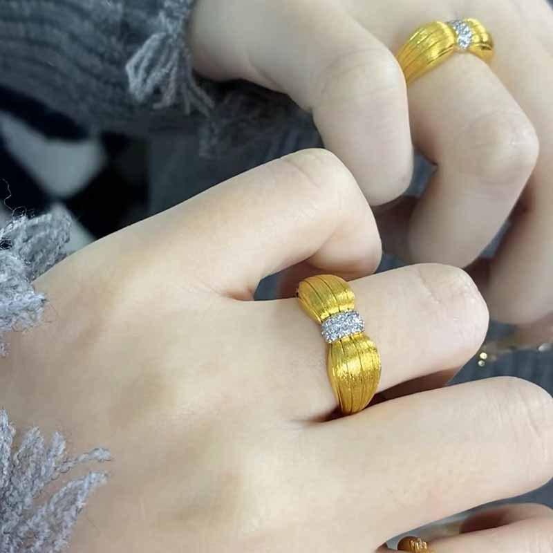 

Xiancan S925 Gold-Plated Sterling Silver Bow Ring: Stylish Brushed Design Size 5