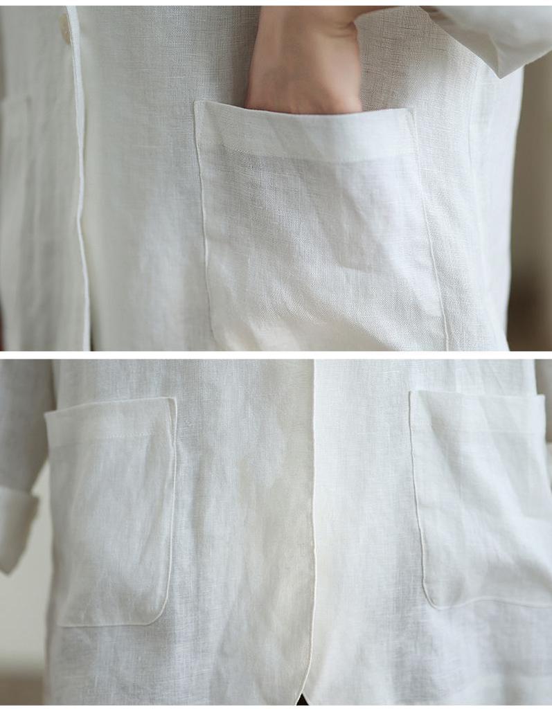 2024 Autumn Women's Cotton Linen Long Sleeve Jacket - Japanese Literary Style