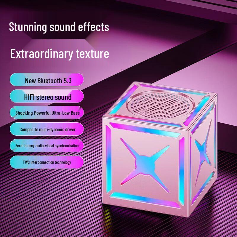 Black Warrior Rubik's Cube Bluetooth Speaker: High-Fidelity Sound, Seven-Color Lights, Large Volume Subwoofer