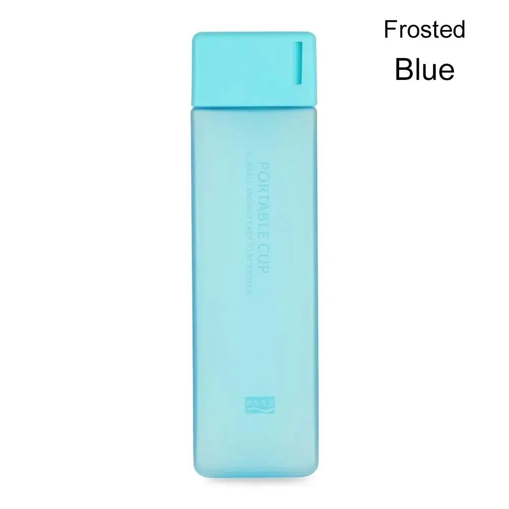 Square Water Bottle Plastic Clear Cup Leakproof Frosted Water Bottle Portable Drink Jug Practical PP Material Bottle with Straw
