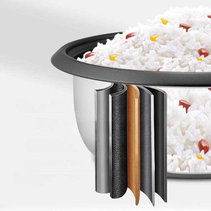 220V White Pot Style Mini Rice Cooker Food Steamer Multi Cooker Nonstick Steam Tray Tempered Glass Lid Easy Cleanup
