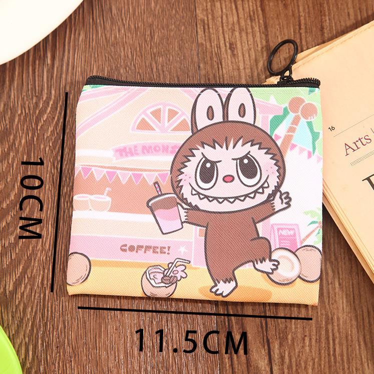 Portamonete Labubu mini borsa, porta carte per bambini, borsa portatile in PU per cuffie, piccola borsa portaoggetti da viaggio