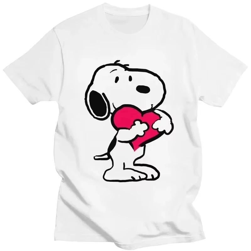 Aranyos Rajzfilm Snoopy Pólók Nőknek Férfiaknak Pamut Rövid Ujjú Utcai Ruházat Y2k Túlméretezett Szabadidős Póló Női Férfi Alkalmi Ruházat Felső