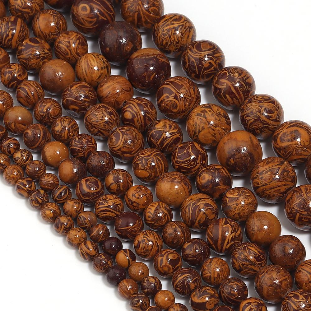 1 Strand 4/6/8/10mm Natural Stone Beads Golden Silk Jade Round Loose Beads For Jewelry Making DIY Bracelets Necklace Accessories