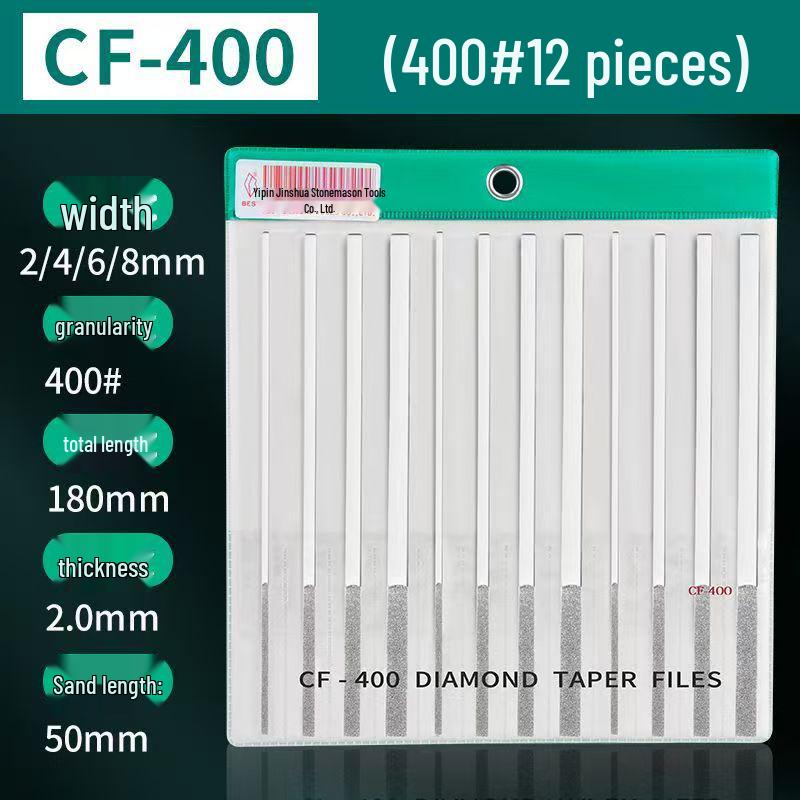 Diamond Flat-Tapered File Set CF-400: Alloy Metal Mold Grinding & Shaping Tool