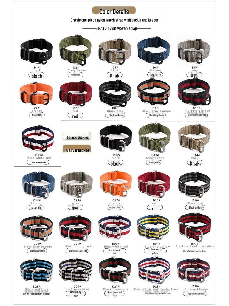 Bracelet de Montre NATO en Nylon Épaissi Xinlei - Bracelet Universel en Toile Tissée 20/22mm