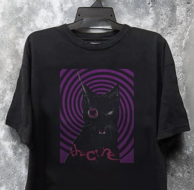 NUOVO! The Cure Gatto Nero Retro Maglietta Unisex Banda Taglia S-5XL