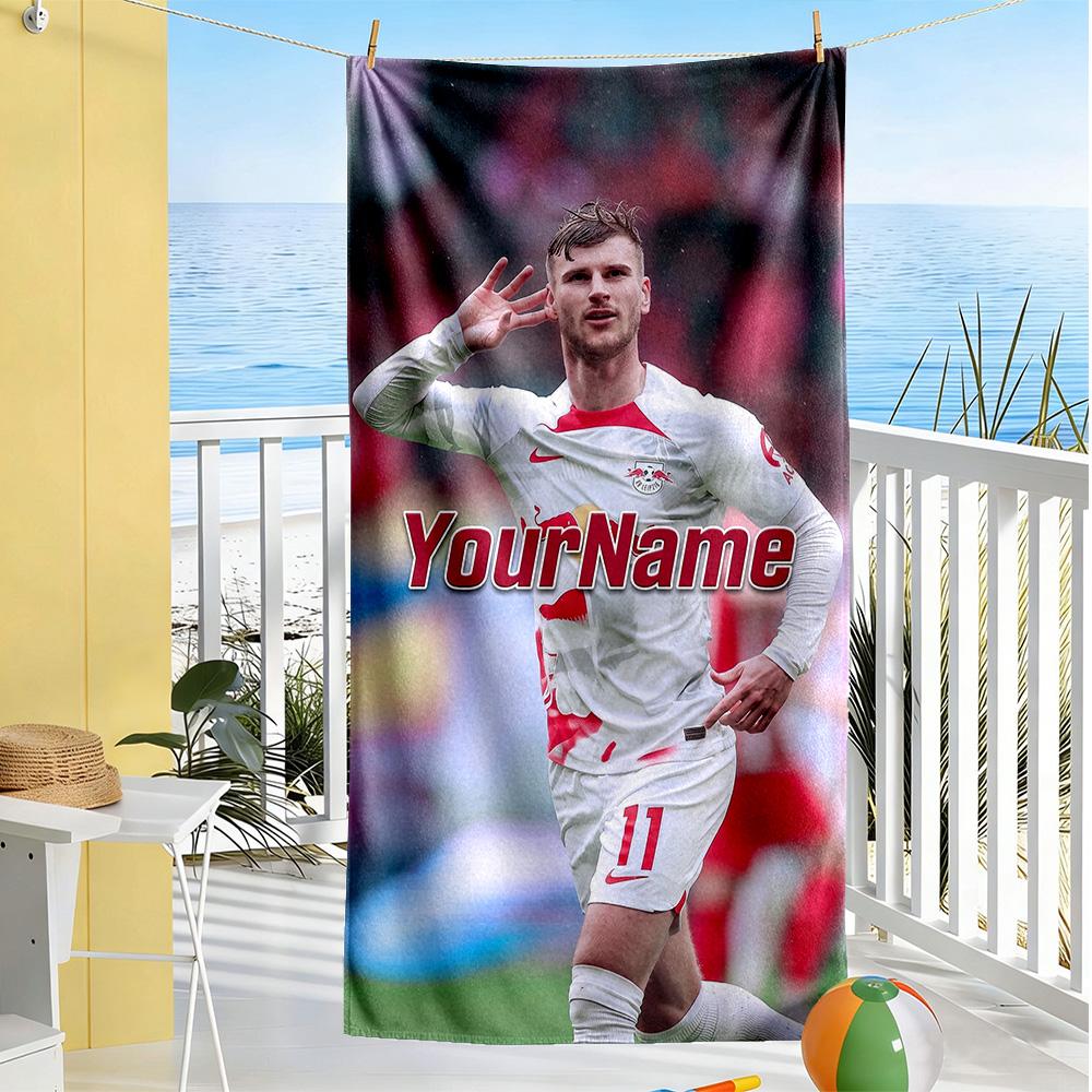 RB Leipzig Personalisierbares Namens-Strandtuch Superweich Saugfähig Ideal Für Reisen Outdoor Schwimmbad Yoga Surfen Camping Wandern Fitnessstudio Geschenk Urlaub